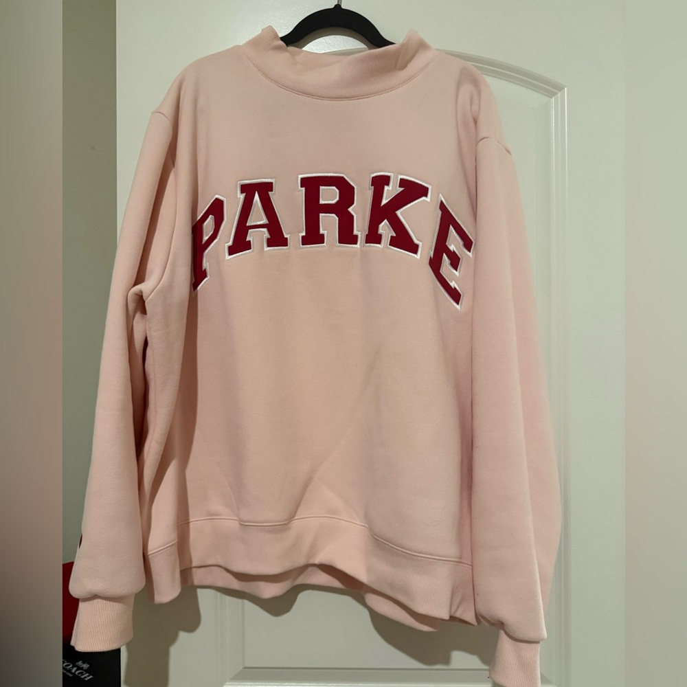 Parke Peony Crimson Valentines Mockneck Sweater